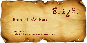 Barczi Ákos névjegykártya